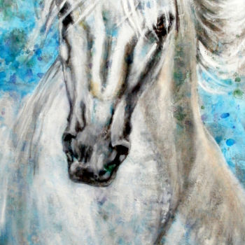 Painting titled "paard v" by Rineke De Jong, Original Artwork, Acrylic