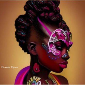 Digital Arts titled "Parure africaine" by Rinel Djeunga, Original Artwork, Digital Painting