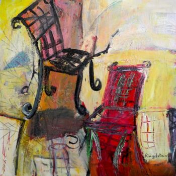 Painting titled "au-jardin-70-70cm.j…" by Christine Ringelstein, Original Artwork, Acrylic