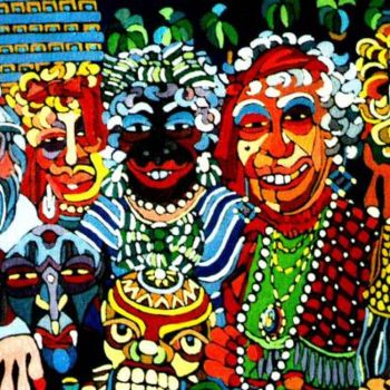 Painting titled "Carnaval en Gran Ca…" by Delmar, Original Artwork, Oil