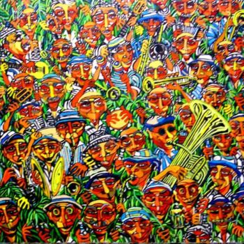 Malerei mit dem Titel "Fiesta de La Rama" von Delmar, Original-Kunstwerk, Öl