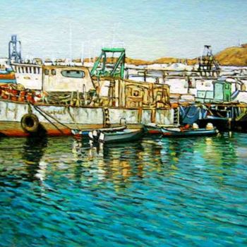 Painting titled "Muelle de Las Palma…" by Delmar, Original Artwork, Oil