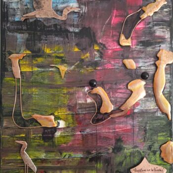 Peinture intitulée "" Migration sur la…" par Riquet Faure, Œuvre d'art originale, Huile Monté sur Châssis en bois