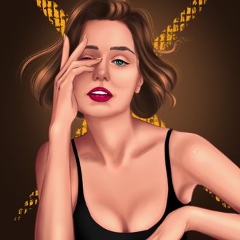 Digital Arts titled "Pretty women portra…" by Ekaterina Kuzeneva, Original Artwork, Digital Painting