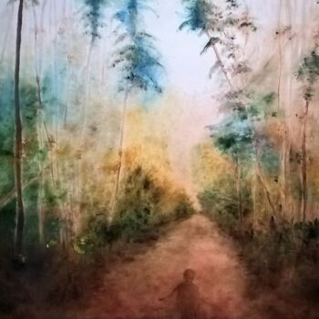 Malarstwo zatytułowany „Forêt en Alsace” autorstwa Rita Cau, Oryginalna praca