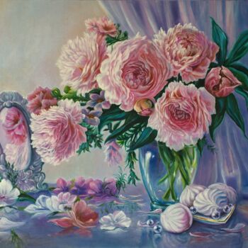 Painting titled "Bouquet of flowers" by Rita Cemkalo, Original Artwork, Oil
