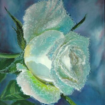 Картина под названием "Beautiful rose in d…" - Рита Цемкало, Подлинное произведение искусства, Масло