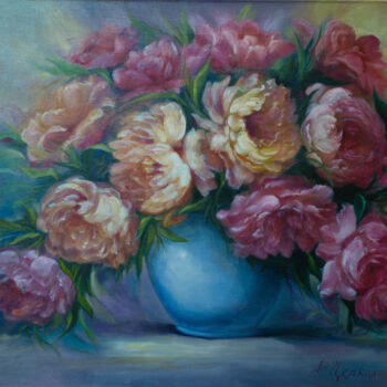 Painting titled "Still life with flo…" by Rita Cemkalo, Original Artwork, Oil