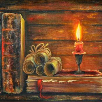 Painting titled "Still Life with Can…" by Rita Cemkalo, Original Artwork, Oil
