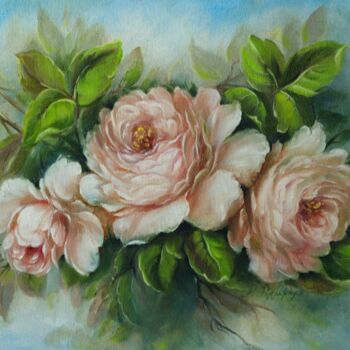 Peinture intitulée "Beautiful Rose" par Rita Cemkalo, Œuvre d'art originale, Huile