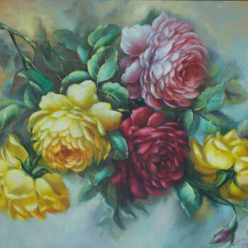 Pittura intitolato "Roses" da Rita Cemkalo, Opera d'arte originale, Olio
