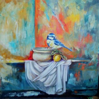 Картина под названием "L'uccellino blu" - Rita Degli Esposti, Подлинное произведение искусства, Акрил
