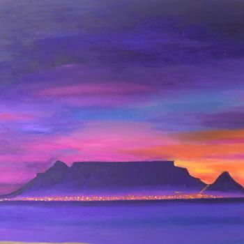 Peinture intitulée "Table Mountain with…" par Rita Kili, Œuvre d'art originale, Huile