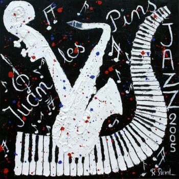 Peinture intitulée "Jazz a Juan-les-Pin…" par Rita Revil, Œuvre d'art originale, Huile