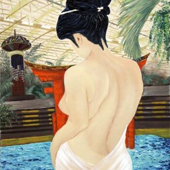 Peinture intitulée "Le bain." par Rita Revil, Œuvre d'art originale, Huile