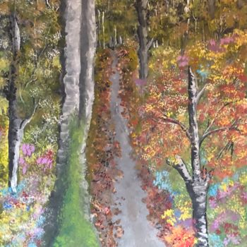 Painting titled "Meditation Pathway" by Rita Petrache, Original Artwork, Acrylic