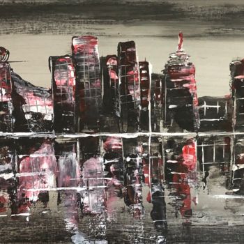 Painting titled "Down Town" by Rita Petrache, Original Artwork, Acrylic