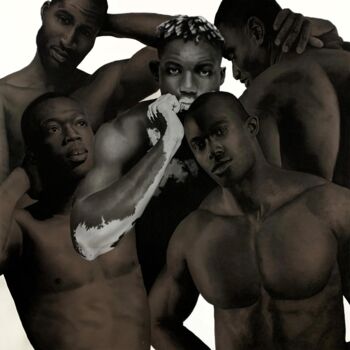 Pintura titulada "The boys in the cro…" por Ritchelly Oliveira, Obra de arte original, Acrílico Montado en Bastidor de camil…