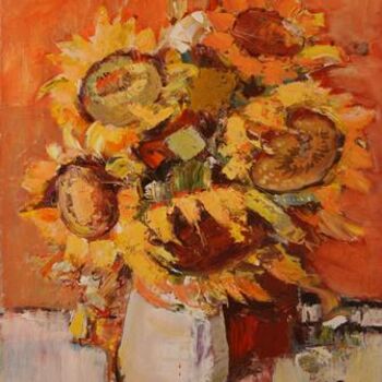 Painting titled "Tournesols" by Etienne Ritter, Original Artwork, Oil