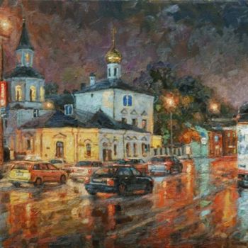 Ζωγραφική με τίτλο "Цвета ночной улицы." από Игорь Разживин, Αυθεντικά έργα τέχνης, Λάδι