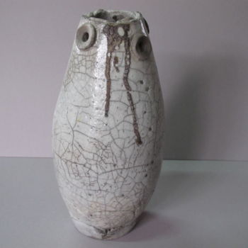 Скульптура под названием "Vase bouteille" - Paul Rivieccio, Подлинное произведение искусства, Керамика