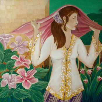 Картина под названием "Gadis Sunda" - Rizkandar, Подлинное произведение искусства