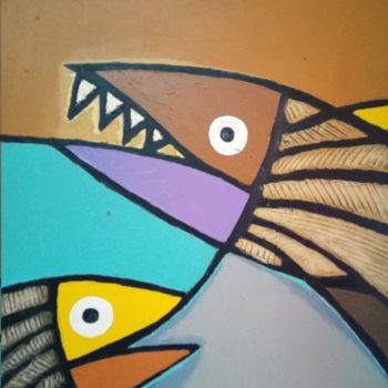 Painting titled "ikan2 lapar" by Rizkandar, Original Artwork