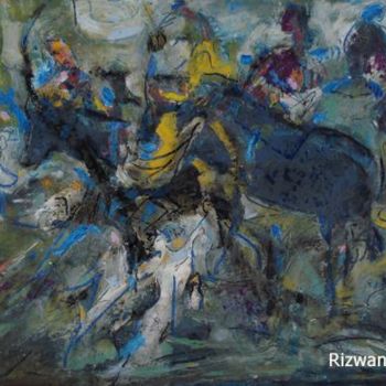 Painting titled "Bull Fight" by Rizwan Ali, Original Artwork