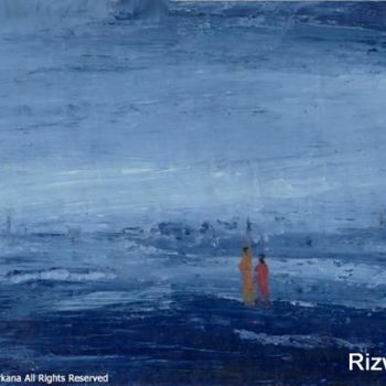 Painting titled "Man in blue" by Rizwan Ali, Original Artwork, Oil