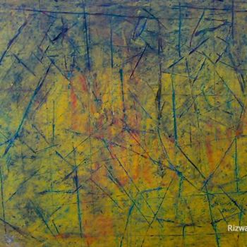 Painting titled "Shapes in Yellow" by Rizwan Ali, Original Artwork, Oil