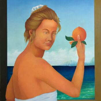 Painting titled "Femme à l'orange" by Ruy, Jean Bardot, Original Artwork, Oil