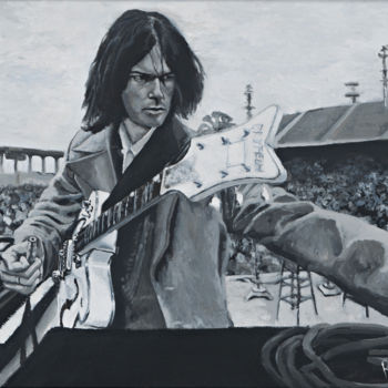 Painting titled ""Neil Young"" by R J Burgon, Original Artwork