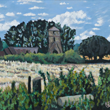 Peinture intitulée ""The Saxon Tower At…" par R J Burgon, Œuvre d'art originale, Acrylique