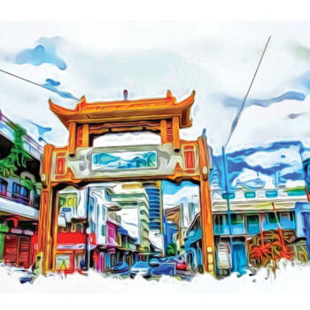Arte digital titulada "Downtown Chinatown" por Rachid Karroo, Obra de arte original, Trabajo Digital 2D
