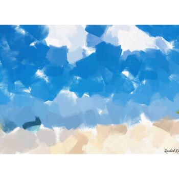 Digital Arts titled "Shades of Blue" by Rachid Karroo, Original Artwork, Digital Painting