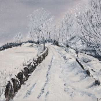 Malarstwo zatytułowany „Chemin sous la neige” autorstwa Régine Lamotte Doncieux, Oryginalna praca, Olej