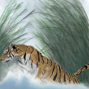 Painting titled "Tiger" by Richard Lanelly, Original Artwork