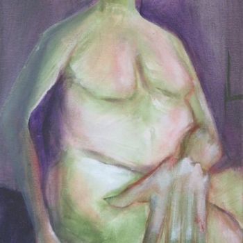 Painting titled "nude-female-with-ha…" by Richard Herr, Original Artwork, Acrylic