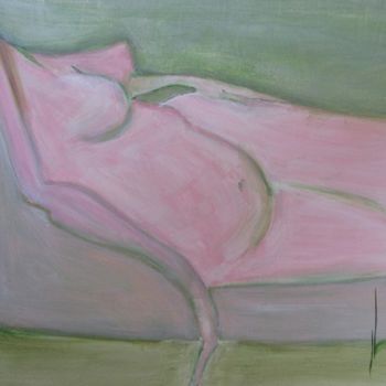 Painting titled "recline-pink-104fnp" by Richard Herr, Original Artwork, Acrylic
