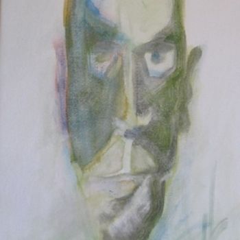 Painting titled "long face 89pmp" by Richard Herr, Original Artwork, Acrylic
