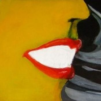 Painting titled "red on yellow 2pefp" by Richard Herr, Original Artwork, Acrylic