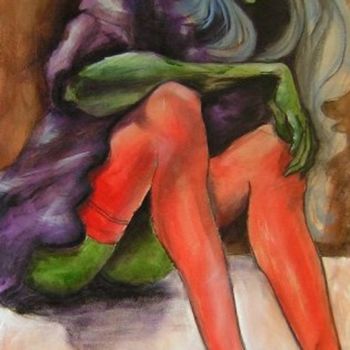 Картина под названием "red stockings 4pefp" - Richard Herr, Подлинное произведение искусства, Акрил