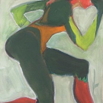 Painting titled "green body running…" by Richard Herr, Original Artwork, Acrylic