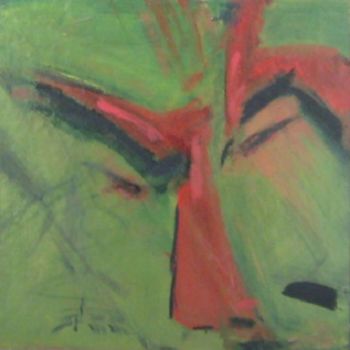Peinture intitulée "Face in Green 51ap" par Richard Herr, Œuvre d'art originale, Acrylique
