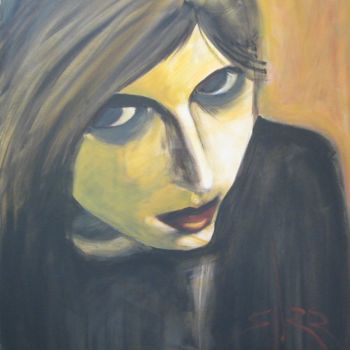 Painting titled "bev with big eyes(1…" by Richard Herr, Original Artwork, Acrylic