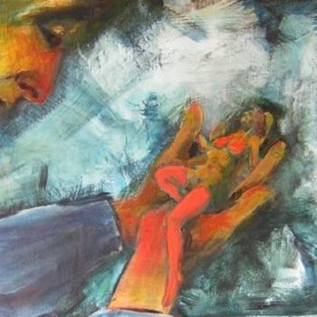Painting titled "Woman in Hands fmnp…" by Richard Herr, Original Artwork, Acrylic