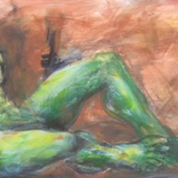 Ζωγραφική με τίτλο "Green Man MNP 73" από Richard Herr, Αυθεντικά έργα τέχνης, Ακρυλικό