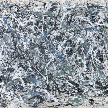 Painting titled "No.51 AbEx Abstract…" by Robert Miskines, Original Artwork, Enamel