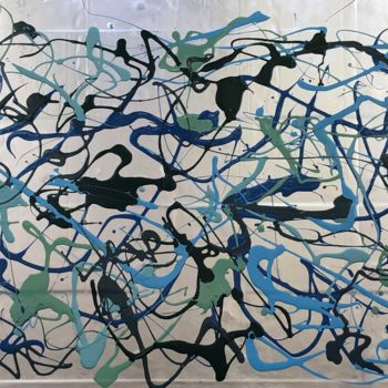 Картина под названием "N78 Abstract Expres…" - Robert Miskines, Подлинное произведение искусства, Эмаль Установлен на Другая…