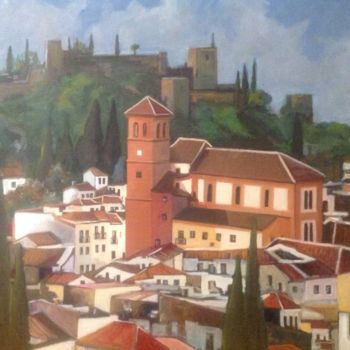 Painting titled "Vista-a-Iglesia-del…" by Martiche, Original Artwork, Oil